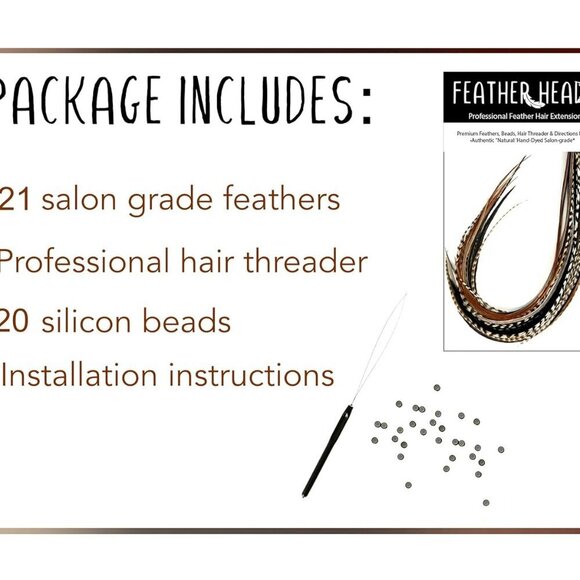 Natural Color Feather Hair Extensions 9-14 Inches Long Boho Style DIY Kit